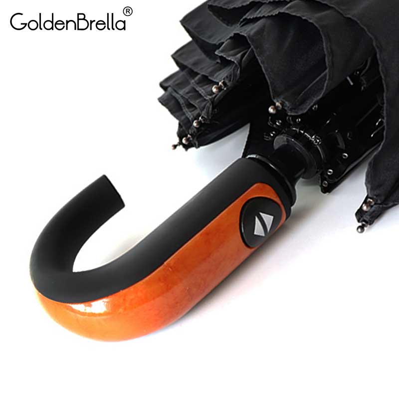 brand quality umbrella rain women imitation wood handle automatic folding compact travel  business windproof umbrella for men