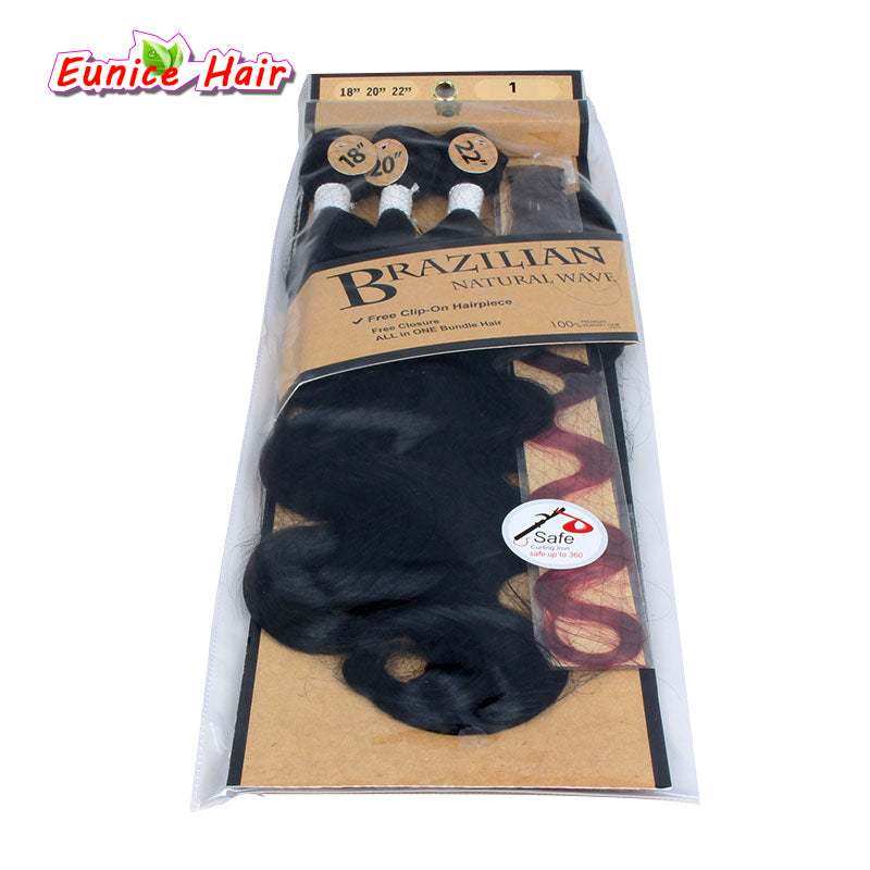 jet black color 1 single brown hair weft cosplay hair style cheap free shipping 1 bundle closure 1 piece clips women hairpiece