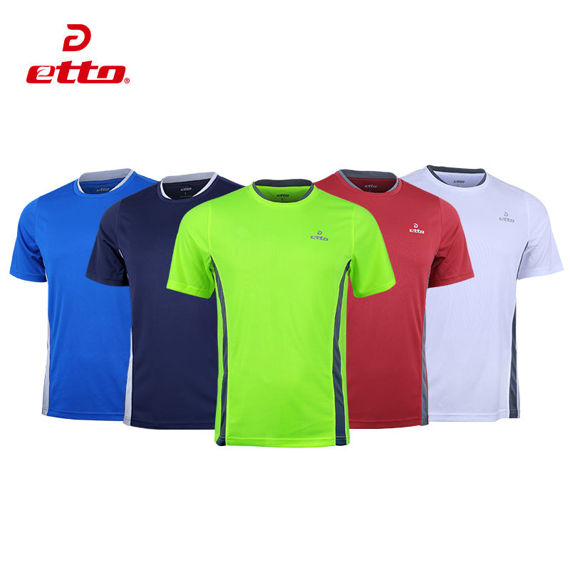 etto quality men sports breathable leisure training short sleeve soccer jersey tops football team uniform training shirts