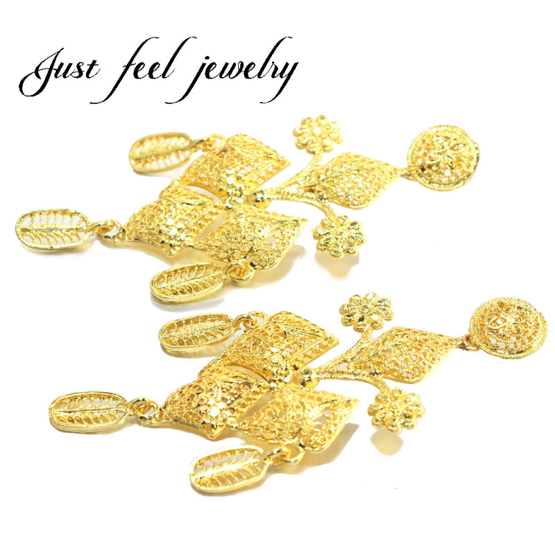 new nigerian gold color geometric drop earrings african style wedding tassel earrings