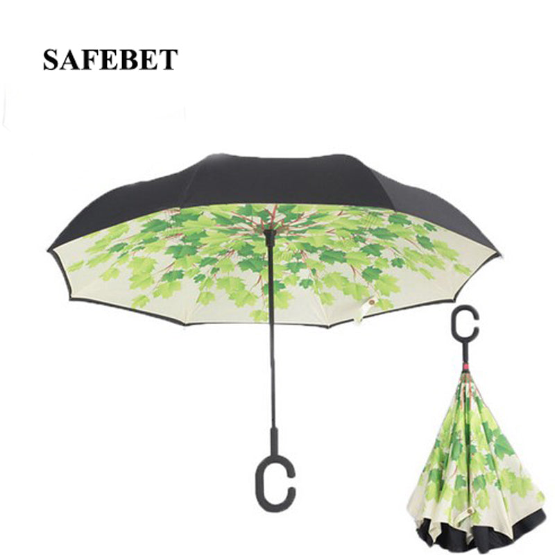 c handle windproof reverse folding umbrella women/female rain/sun car inverted guarda-chuva high quality self stand parapluie