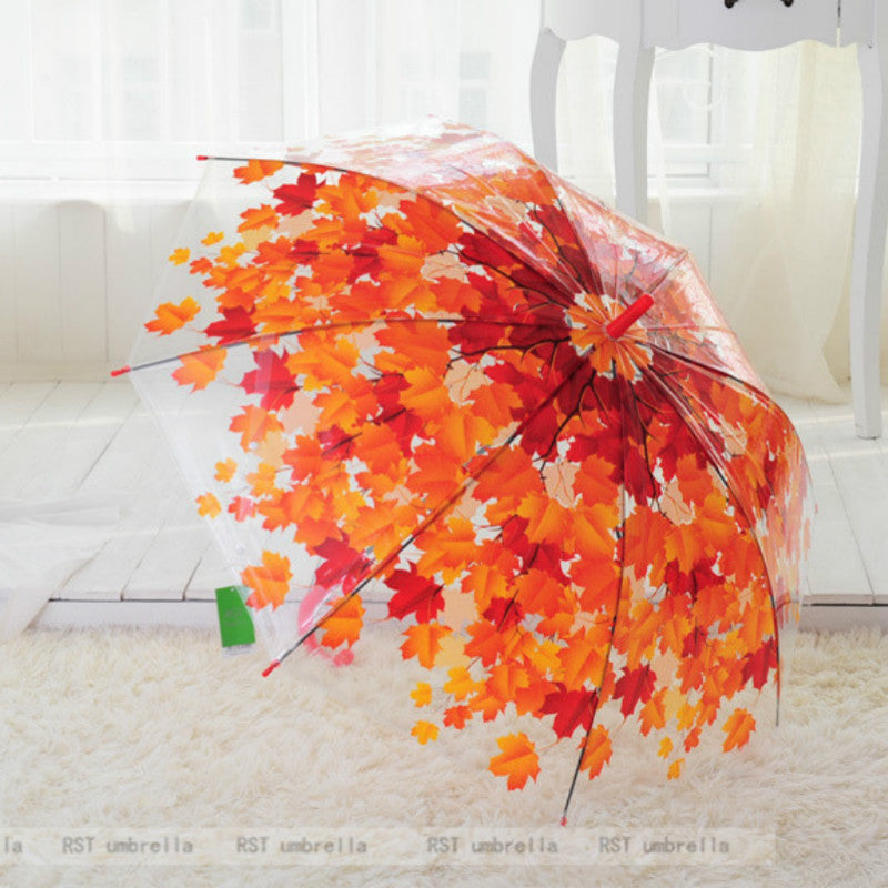 2018 fashion  tree shade umbrella rain women long handle umbrella  pvc umbrella transparent umbrella