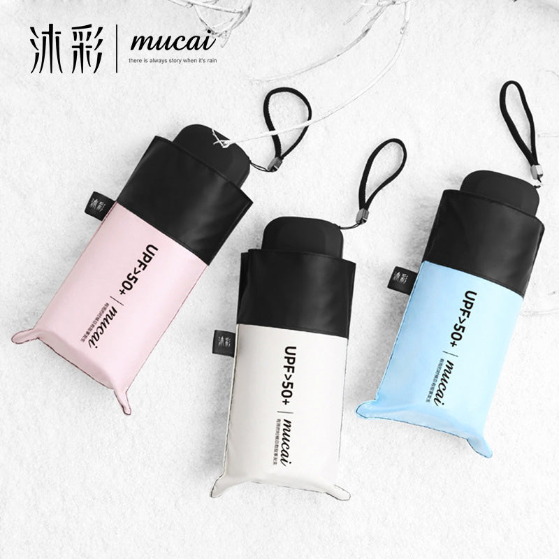 mucai pocket mini umbrella sunscreen anti uv five folding umbrellas women men brand glassfiber windproof light portable parasol
