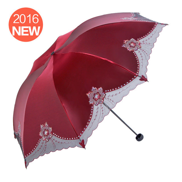 against uv sunscreen to cover sun, rain, umbrella, black gum, folding umbrella and female embroidered umbrella see chart