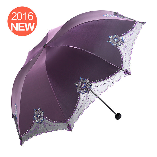 against uv sunscreen to cover sun, rain, umbrella, black gum, folding umbrella and female embroidered umbrella see chart 1