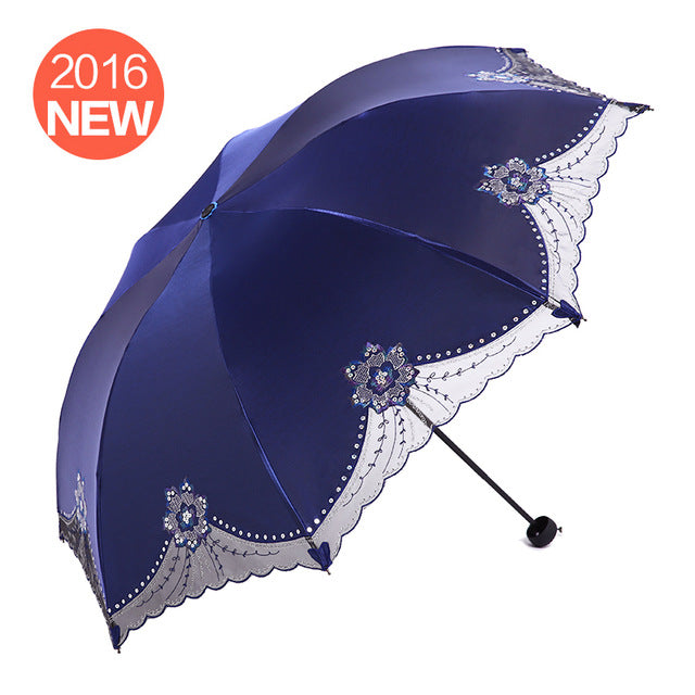 against uv sunscreen to cover sun, rain, umbrella, black gum, folding umbrella and female embroidered umbrella see chart 4