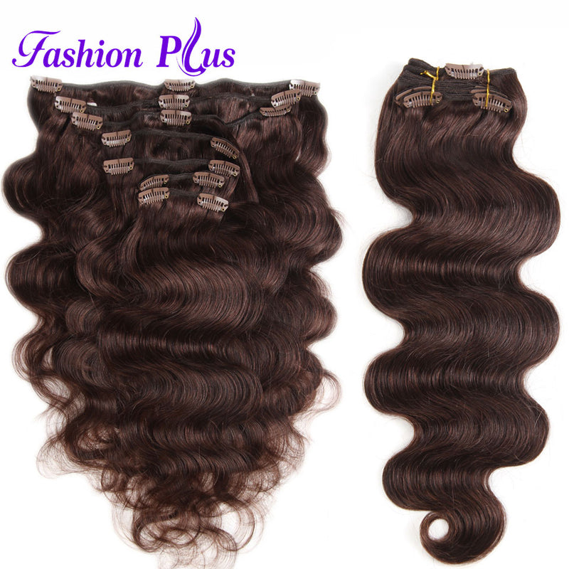 fashion plus clip in human hair extensions in clip machine made remy clip in hair extensions full head body wave 7pcs/set 120g
