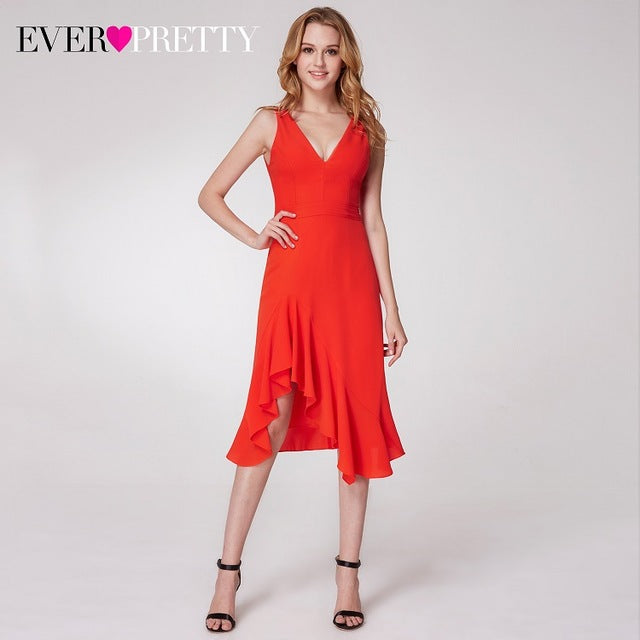 ever pretty elegant cocktail dresses modern v-neck asymmetrical sleeveless cocteleria elegant vestidos cortos de coktel