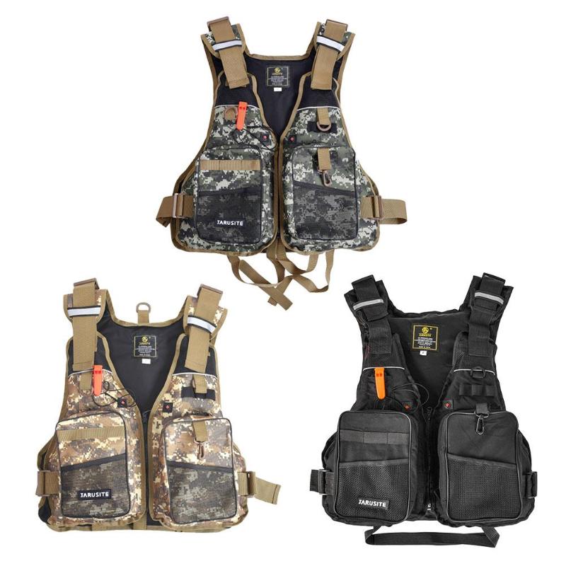 3 color adjustable fly fishing vest pack outdoor sports mutil-pocket safety fishing life jacket waistcoat floating vest