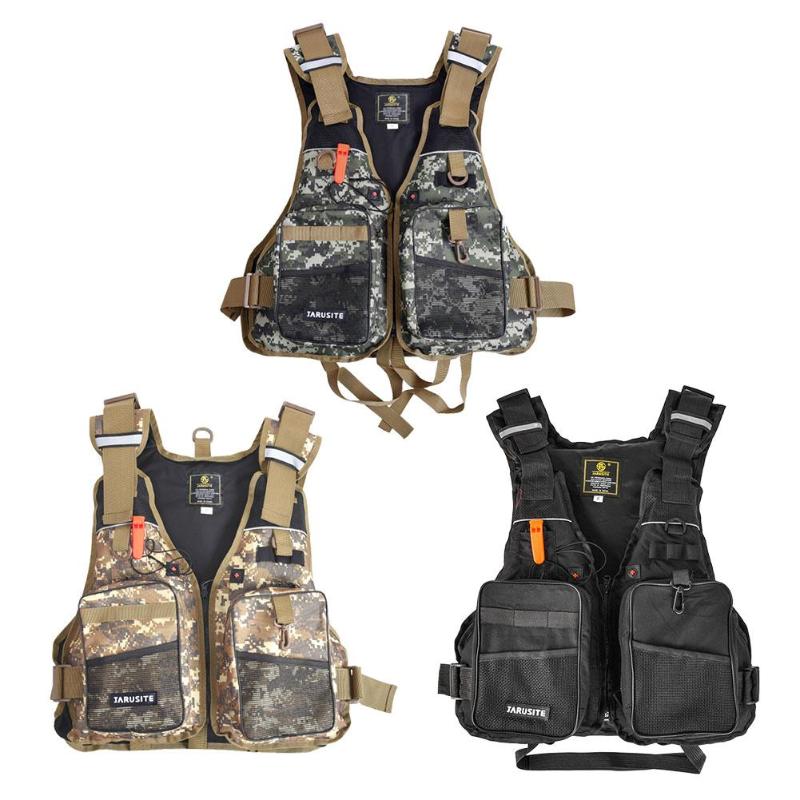 3 color adjustable fly fishing vest pack outdoor sports mutil-pocket safety fishing life jacket waistcoat floating vest