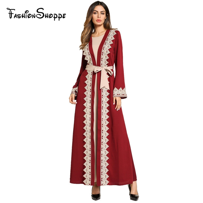 ramadan arab women fashion frock muslim abaya casual middle east robe o-neck long sleeved loose chiffon party long dress