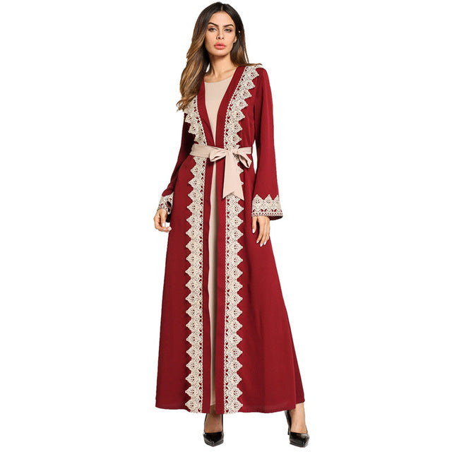 ramadan arab women fashion frock muslim abaya casual middle east robe o-neck long sleeved loose chiffon party long dress