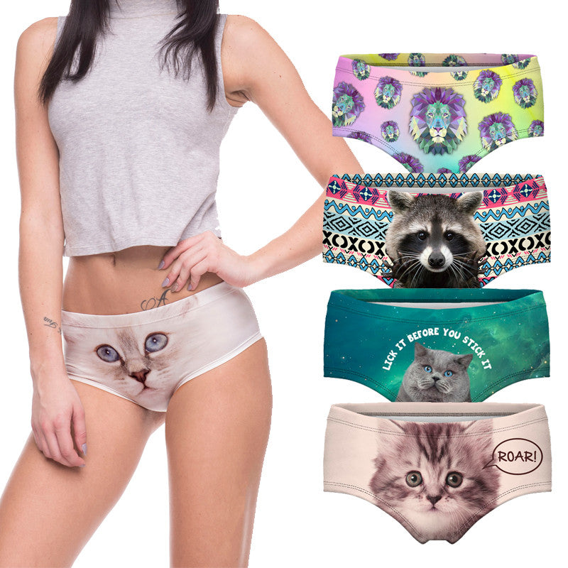 sexy panties wholesale pink 3d print cat cotton underwear women panties seamless briefs ropa interior mujer lingerie