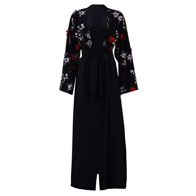 uae abaya dubai kaftan arab islam women long floral muslim kimono cardigan
