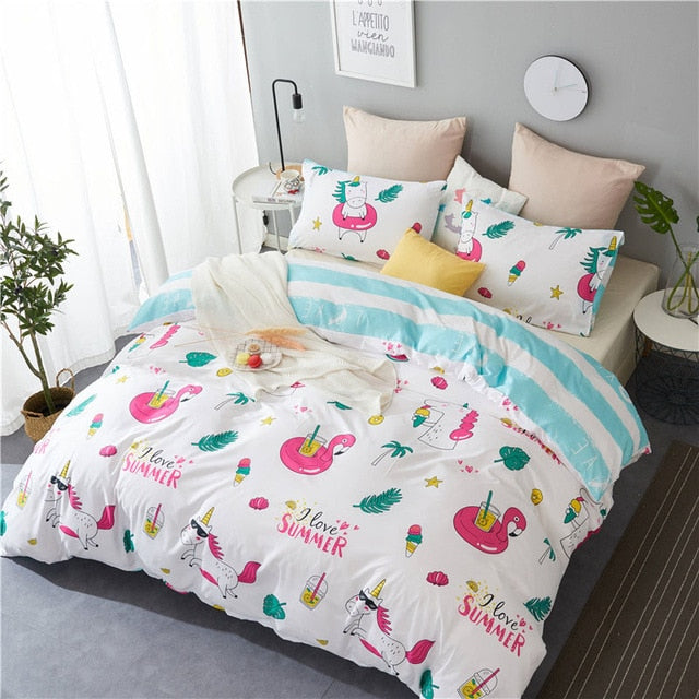 embroidered unicorn bedding sets