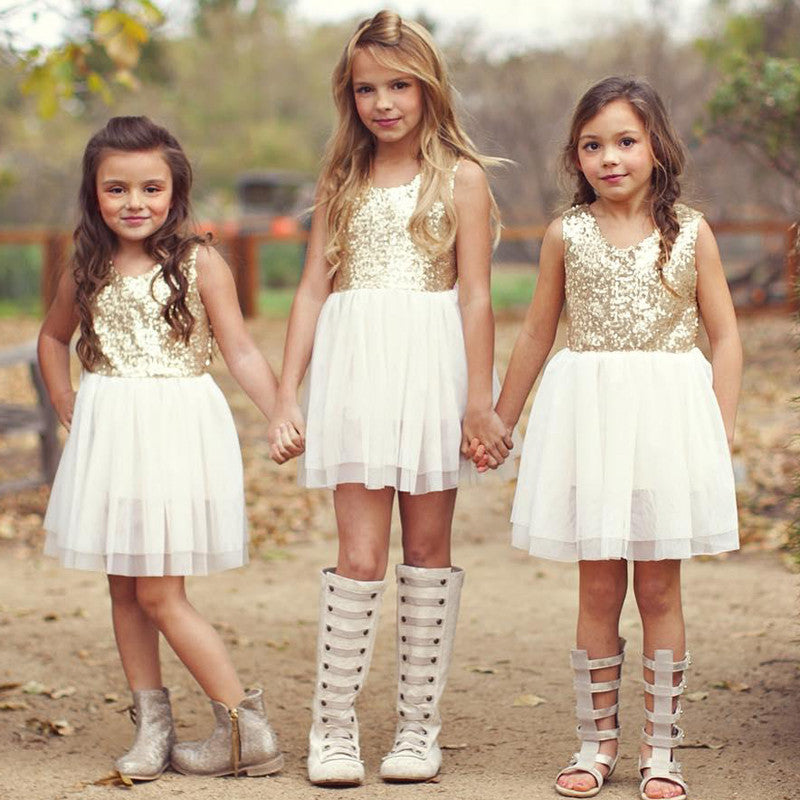 sequins baby flower girl dress bow heart hollow out back party gown formal bridesmaid pleated dress princess dress vestidos