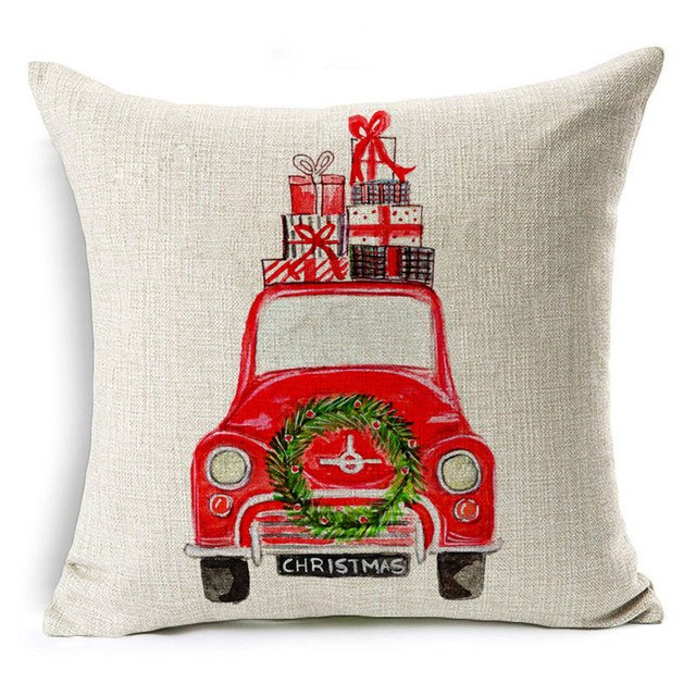 christmas gift deer car mushroom cushion cover decorative throw pillow case 43x43 cm / 8