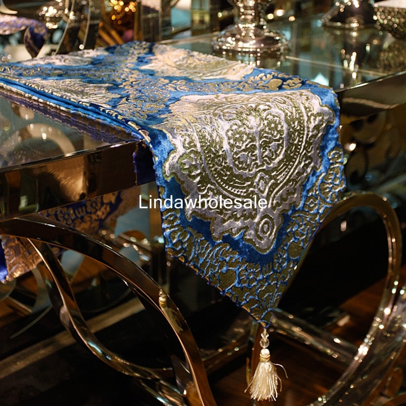 good quality european ornate velvet stamping table runner