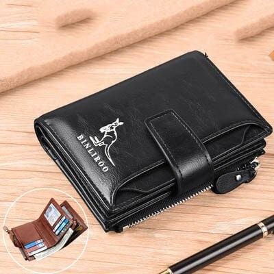 rfid blocking genuine leather wallet 2001 black