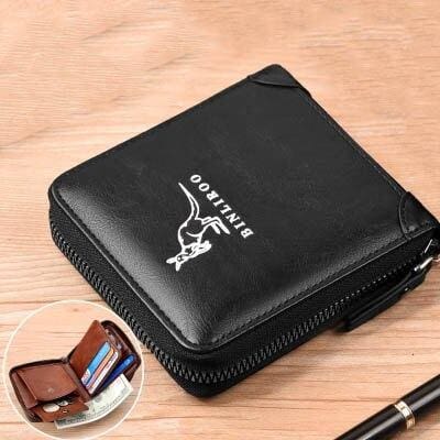 rfid blocking genuine leather wallet 2002 black