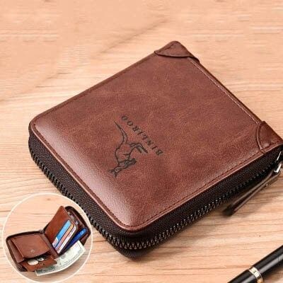 rfid blocking genuine leather wallet 2002 brown