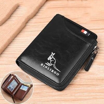 rfid blocking genuine leather wallet 2003 black