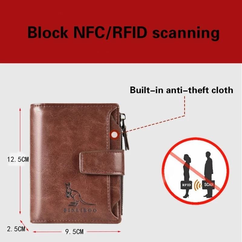rfid blocking genuine leather wallet