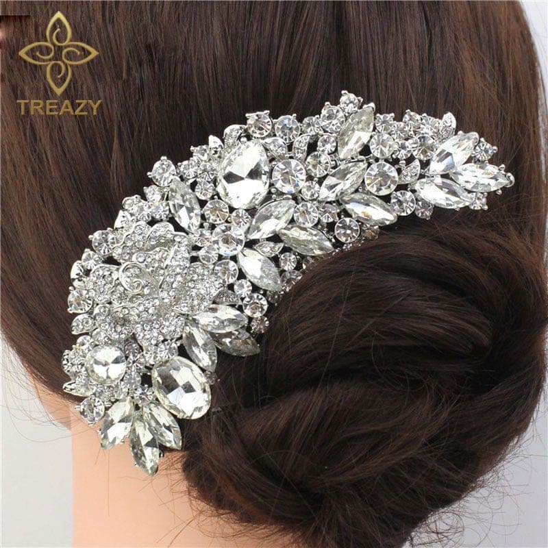 rhinestone crystal floral wedding tiara hair jewelry