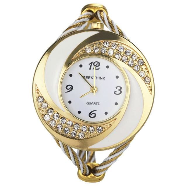 rhinestone diamond whirlwind design women watch gold white