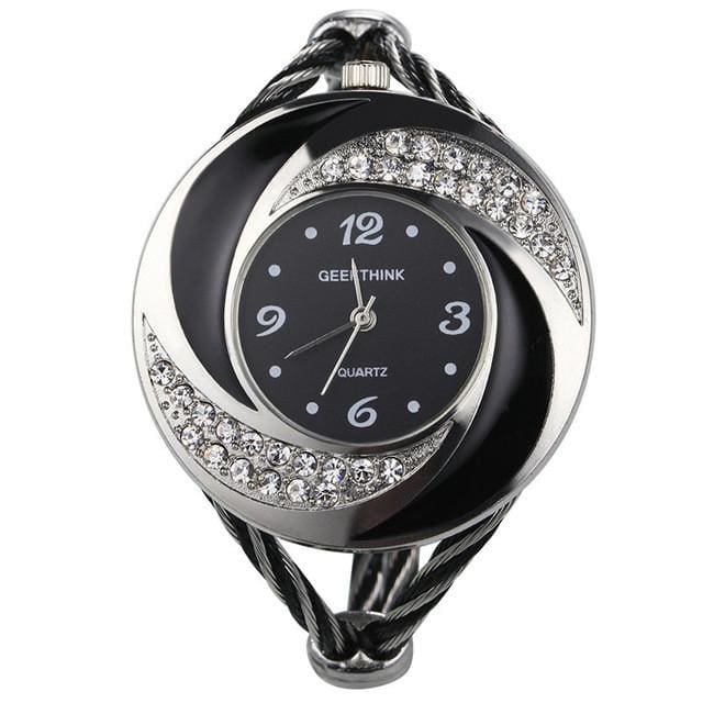 rhinestone diamond whirlwind design women watch silver black