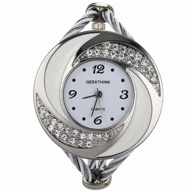 rhinestone diamond whirlwind design women watch silver white