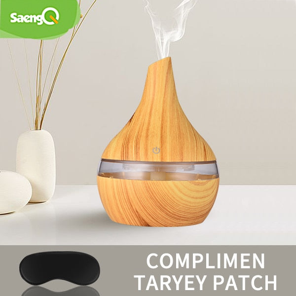saengq electric aroma air diffuser wood ultrasonic air humidifier lightbrown