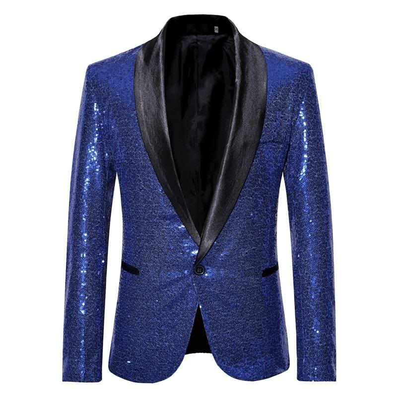 sequin one button shawl collar bling glitter men suit