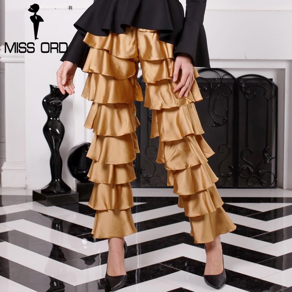 sexy cascading zip satin fabric pants