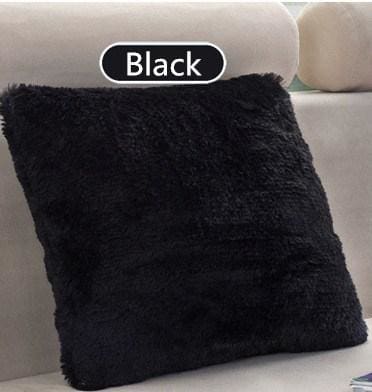 shaggy solid cushion cover for home decoration black / 43x43cm