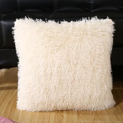 shaggy solid cushion cover for home decoration cream white / 43x43cm