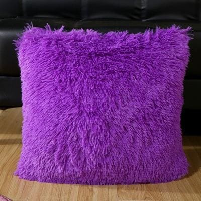 shaggy solid cushion cover for home decoration purple / 43x43cm