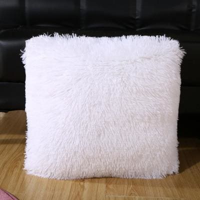 shaggy solid cushion cover for home decoration white / 43x43cm