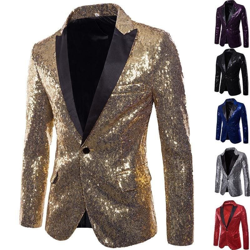 shiny sequin glitter embellished men party blazer