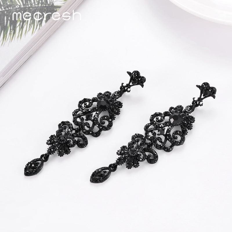 silver color crystal rhinestone bridal drop earrings