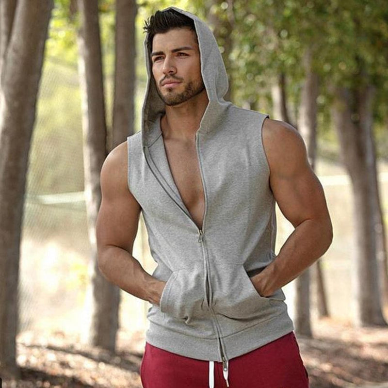 Sleeveless Hooded Men Sweatshirt JACKETS