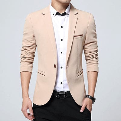 Slim Fit Casual Blazer Suit For Men Khaki / XXXL JACKETS