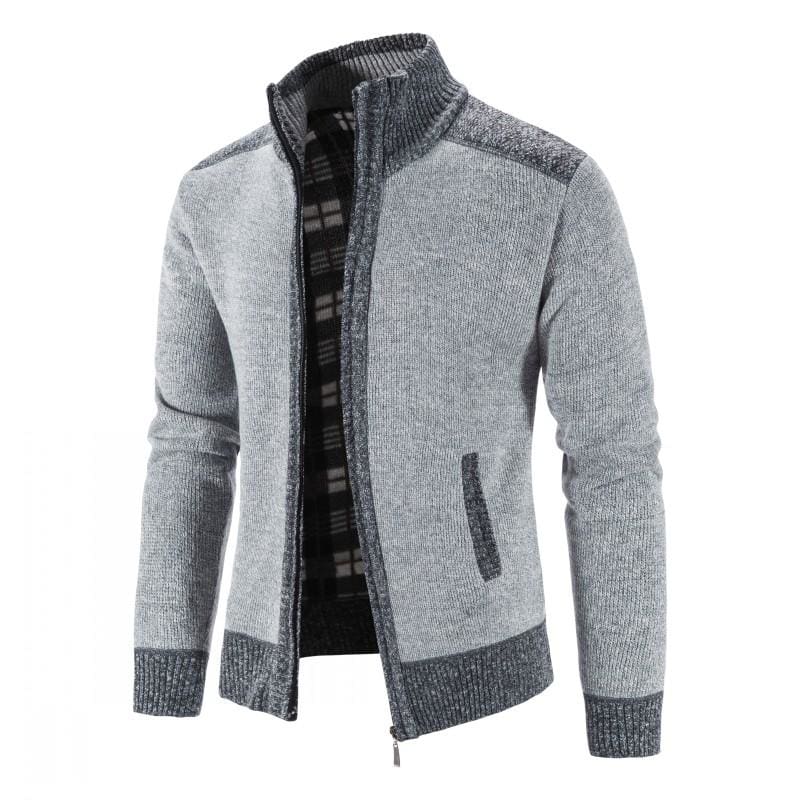 slim fit stand collar thick warm cardigan coats for men