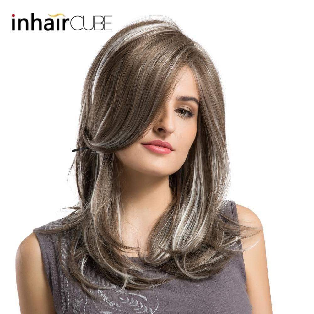 synthetic fluffy layered wig natural wave 24 inch