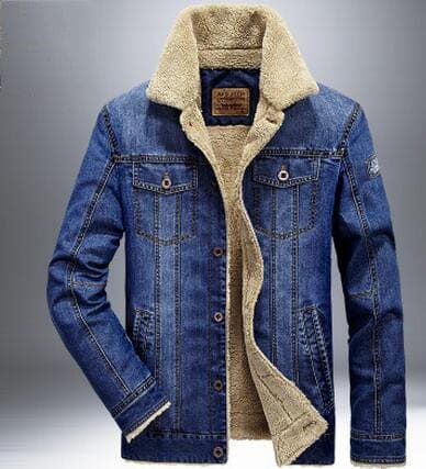 thick warm winter denim jacket for men