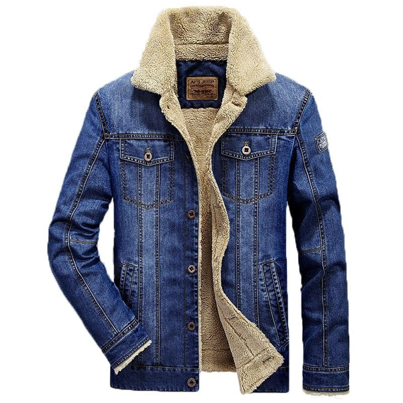 thick warm winter denim jacket for men