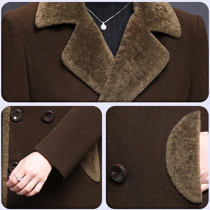 thicken cashmere collar wool blends women coat