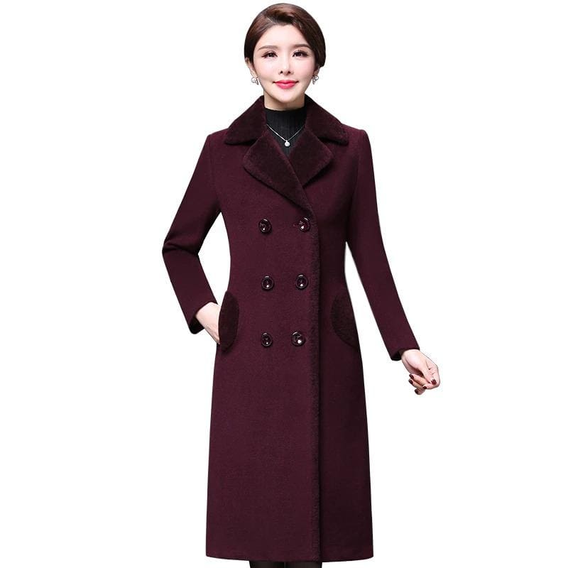 thicken cashmere collar wool blends women coat