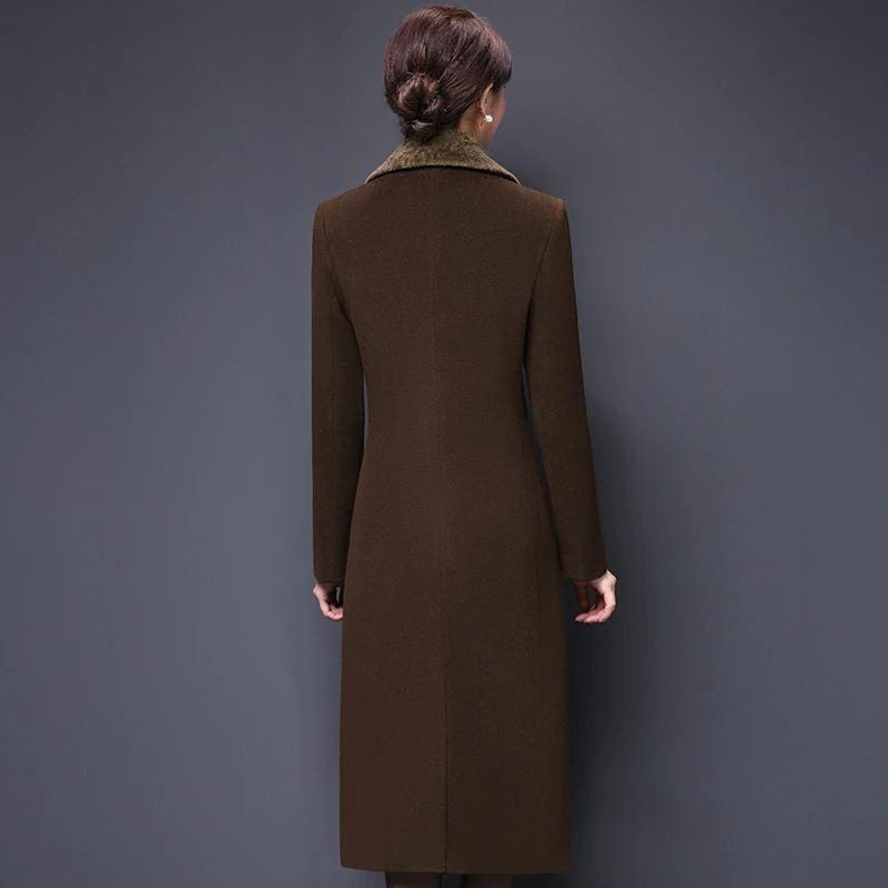 thicken cashmere collar wool blends women coat