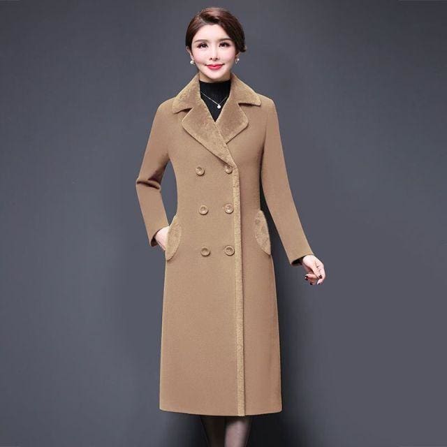 thicken cashmere collar wool blends women coat